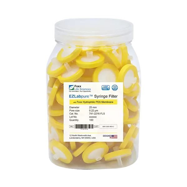 EZlabpure™ PES Syringe Filters 0.22 µm 25 mm 100/PK