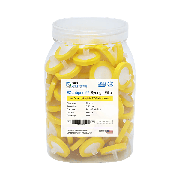 EZlabpure™ PES Syringe Filters 0.22 µm 25 mm 100/PK