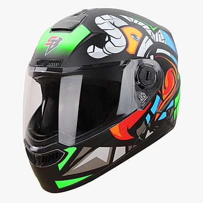 STEELBIRD SBA-7 BIRDIE GLOSSY BLACK/GREEN C/V (M)