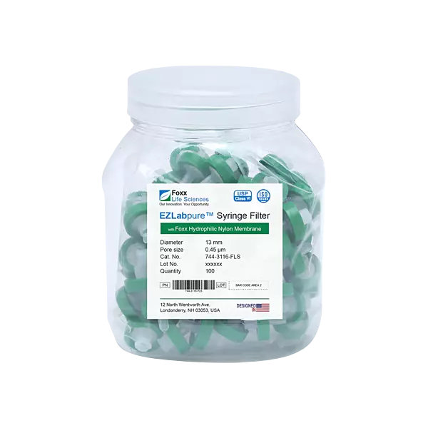 EZlabpure™ Nylon Syringe Filters 0.45 µm 13 mm 100/PK