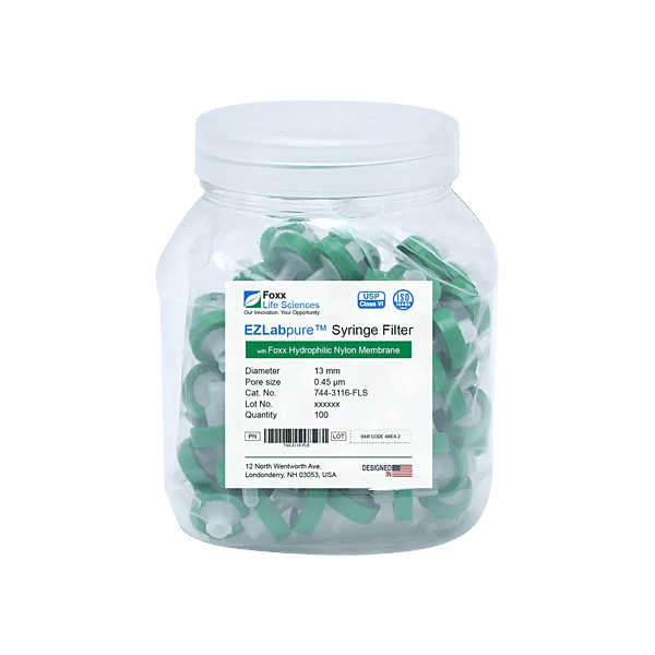 EZlabpure™ Nylon Syringe Filters 0.45 µm 13 mm 100/PK