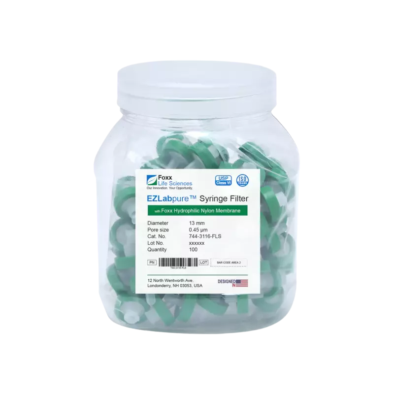 EZlabpure™ Nylon Syringe Filters 0.45 µm 13 mm 100/PK
