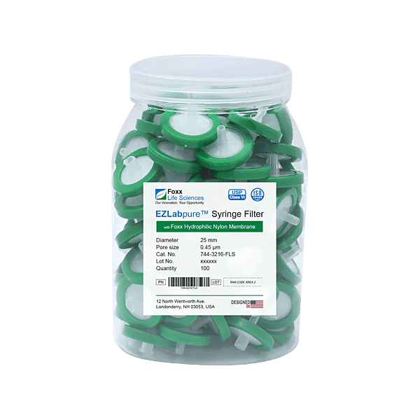 EZlabpure™ PES Syringe Filters 0.45 µm 25 mm 100/PK