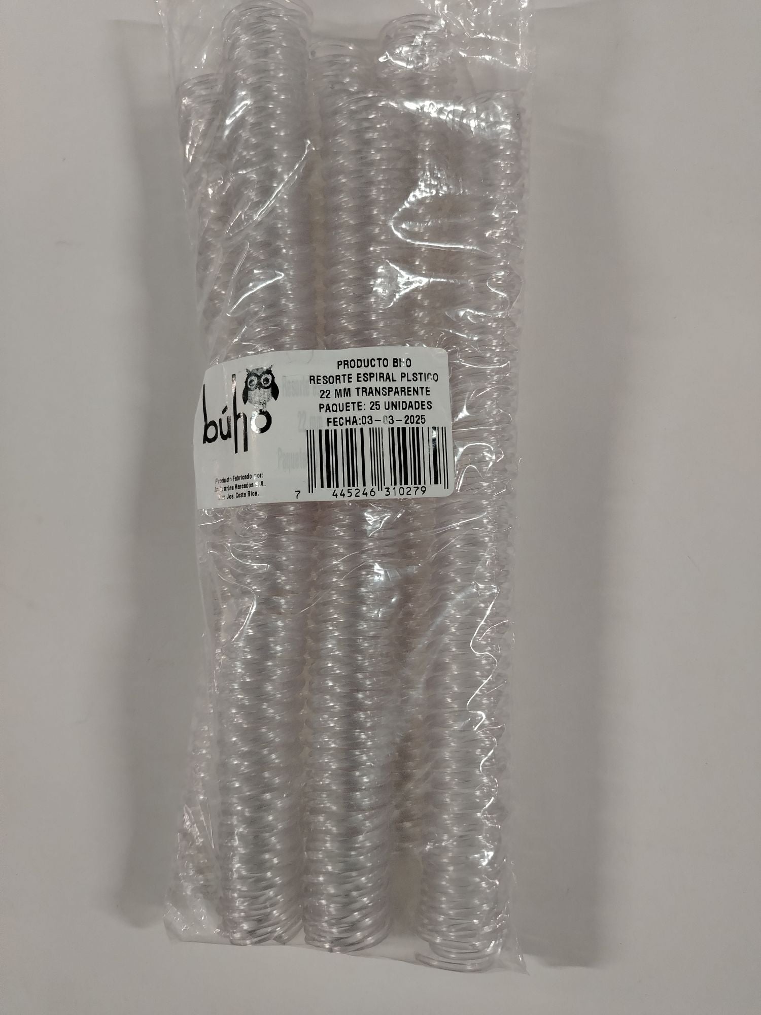 RESORTE ESPIRAL BUHO 7/8" 22MM TRANSP 180H (PAQ25)