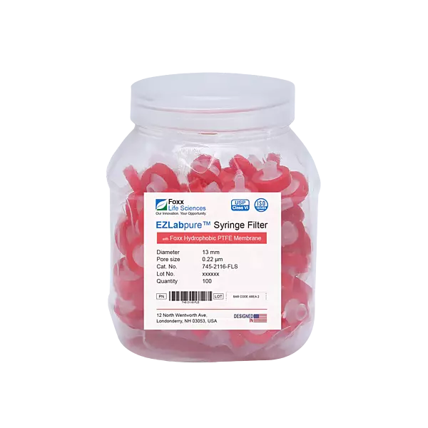 EZlabpure™ PTFE Syringe Filters 0.22 µm 13 mm 100/PK