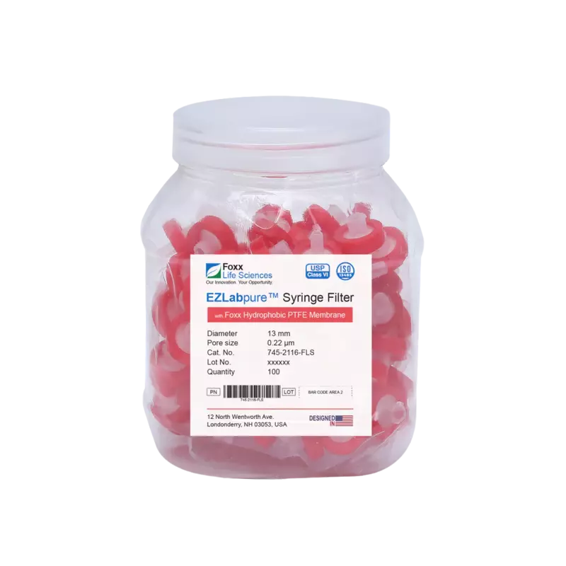 EZlabpure™ PTFE Syringe Filters 0.22 µm 13 mm 100/PK
