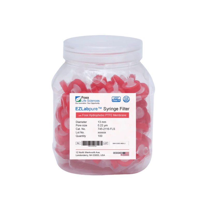 EZlabpure™ PTFE Syringe Filters 0.22 µm 13 mm 100/PK