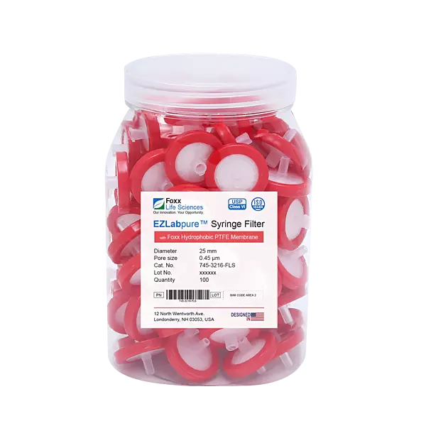 EZlabpure™ PTFE Syringe Filters 0.45 µm 25 mm 100/PK
