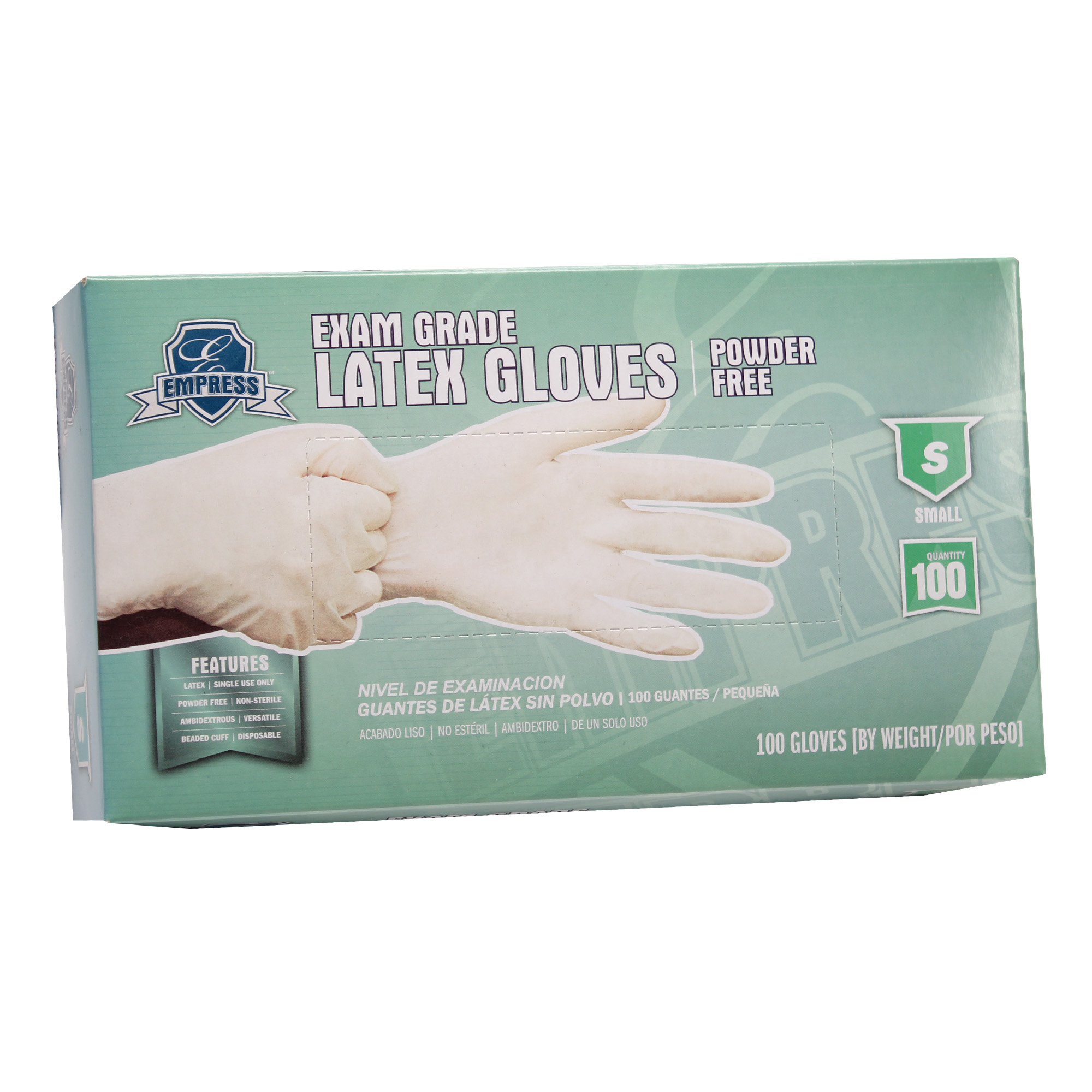 Empress Latex Glove Powder Free Exam Grade Small 10 / 100 cs