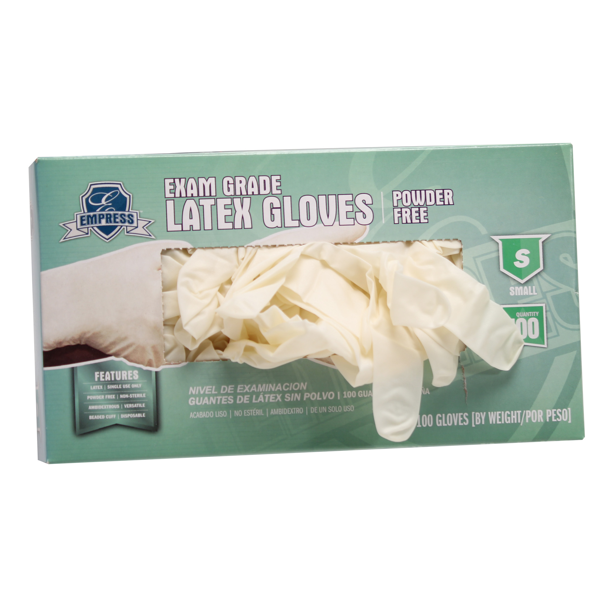Empress Latex Glove Powder Free Exam Grade Small 10 / 100 cs