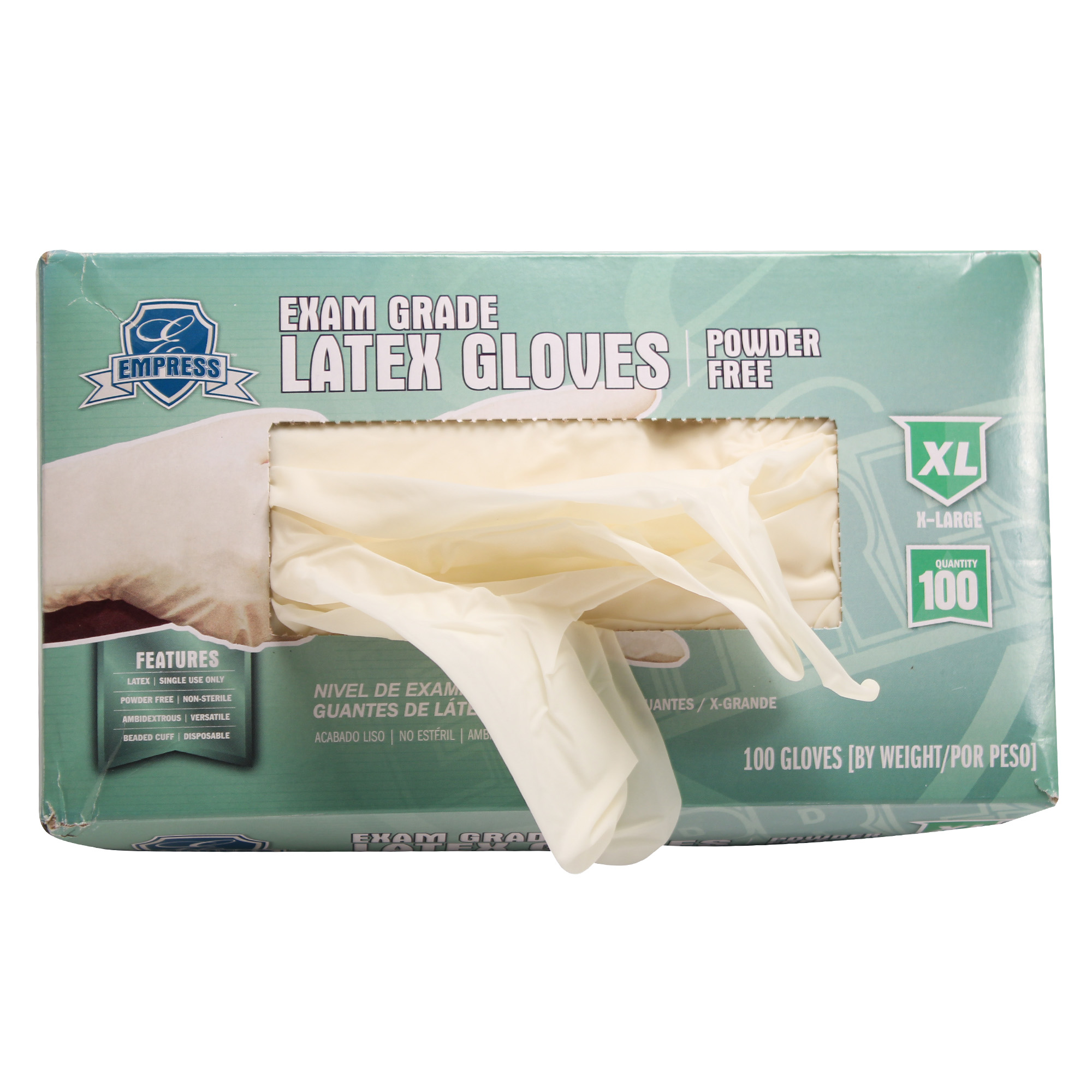 Empress Latex Glove Powder Free Exam Grade Extra Large 10 / 100 cs