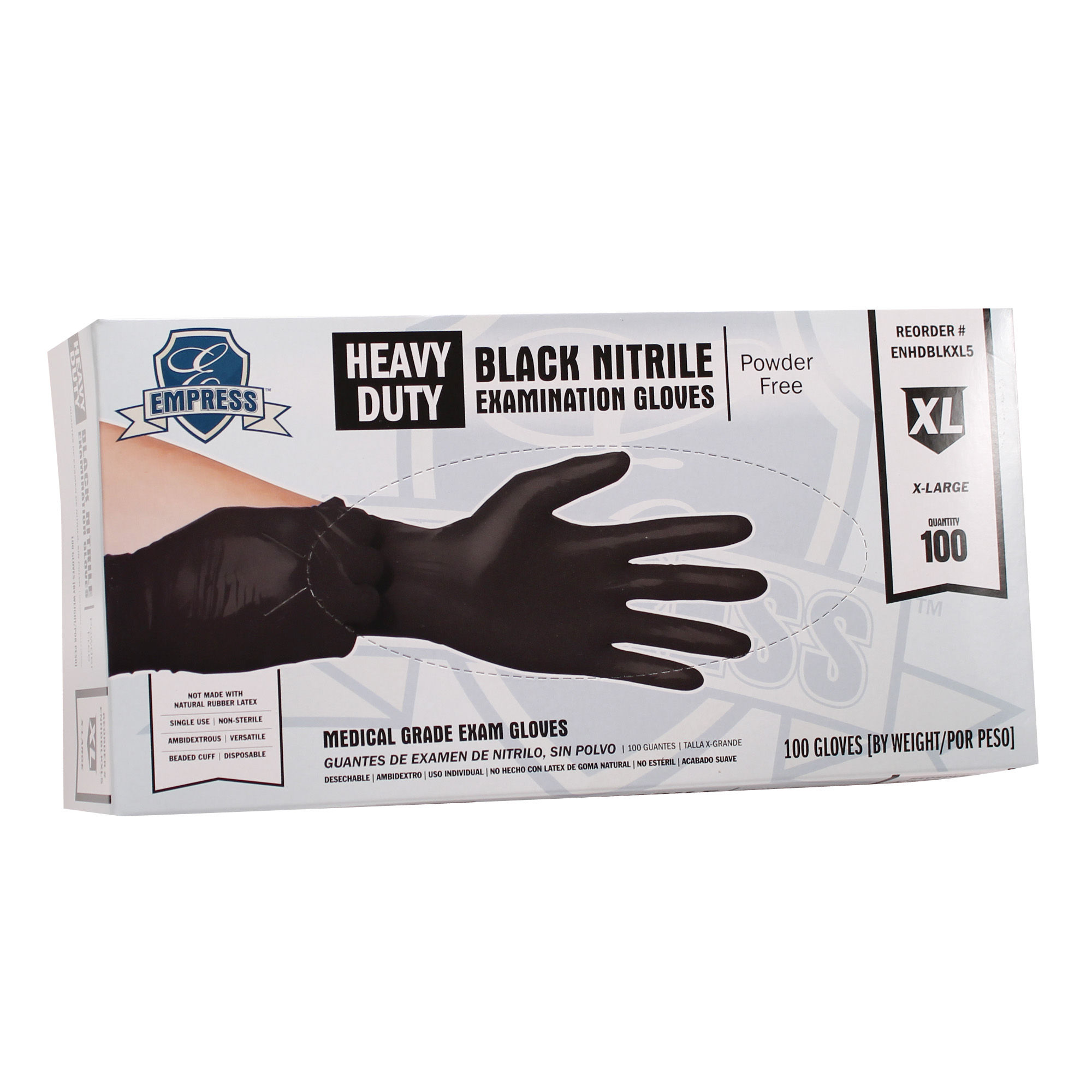 Empress Heavy Duty Nitrile Glove X-Large, Black, 5 mil Exam Grade 10 / 100