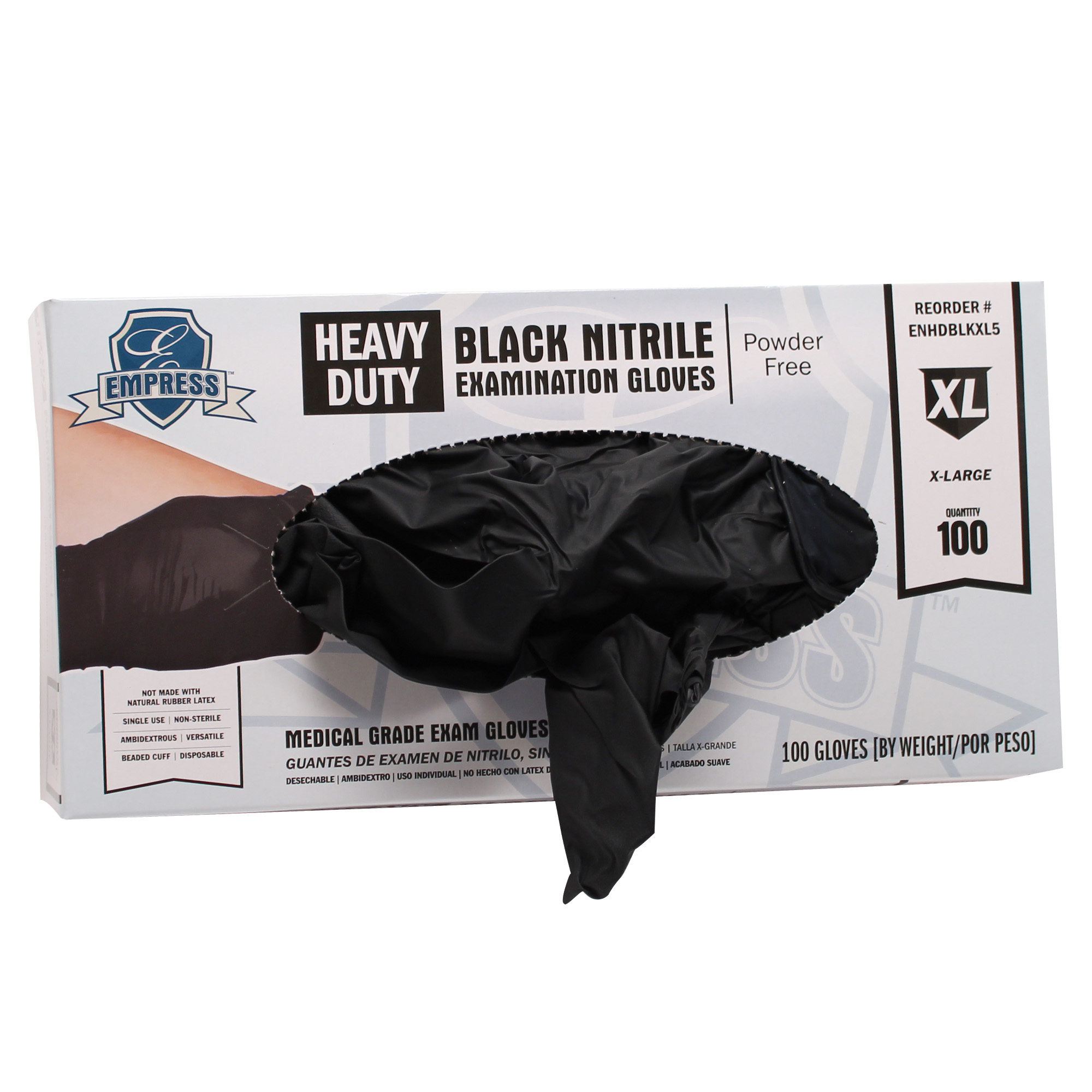 Empress Heavy Duty Nitrile Glove X-Large, Black, 5 mil Exam Grade 10 / 100