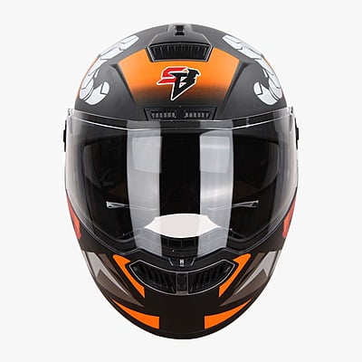 STEELBIRD SBA-7 ISS BIRDIE GLOSSY BLACK/ORANGE C/V (M)