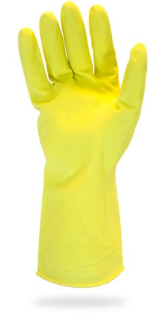 Hospeco Flocked Lined Large Yellow Latex Glove 16 mil 1 / dz