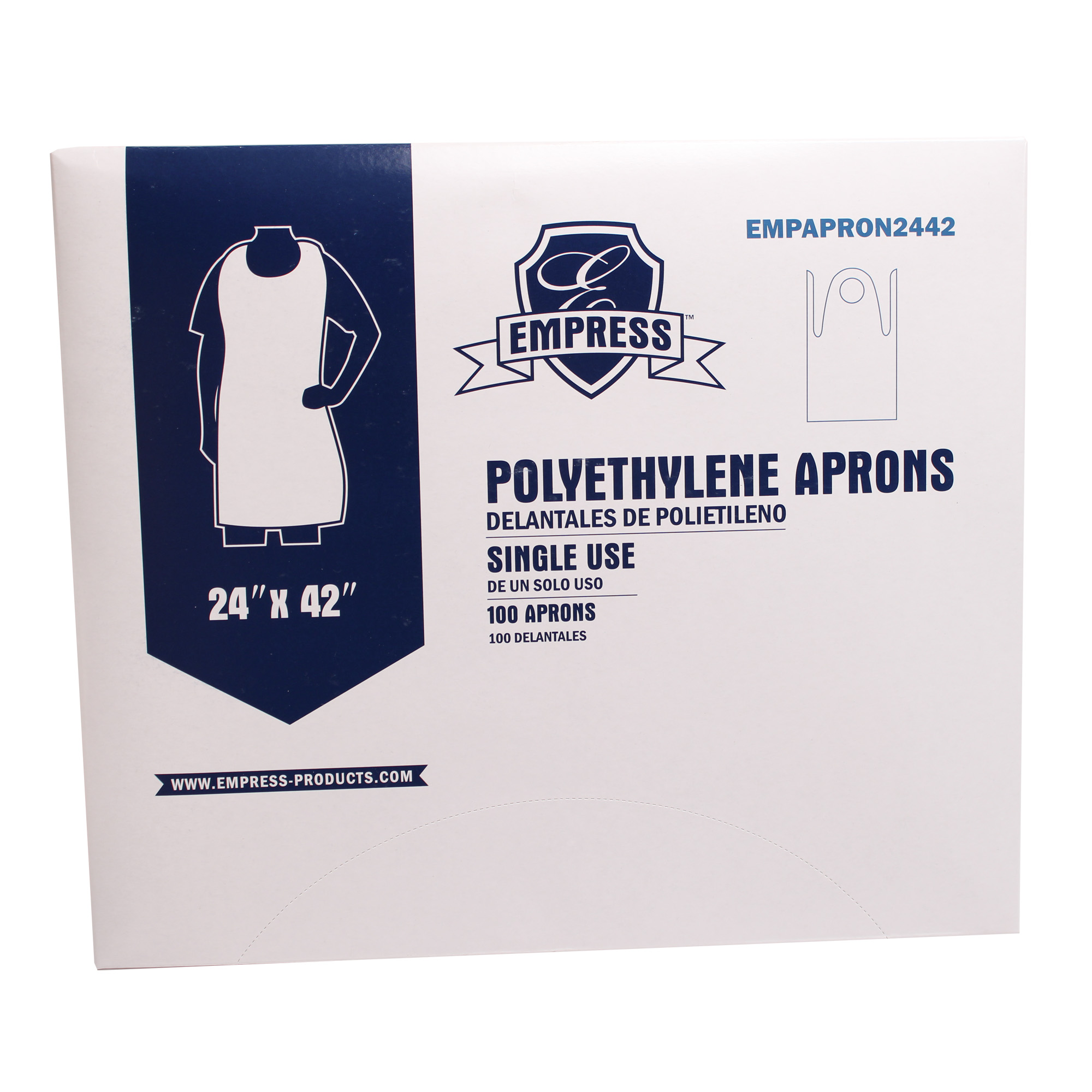 Empress 24" x 42" Polyethylene Apron 13 Microns / 0.511 mil 10 / 100 cs