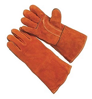 Russet shoulder leather, foam lined, Kevlar sewn, reinforced thumb strap