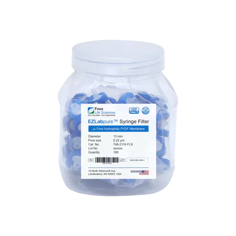 EZlabpure™ PVDF Syringe Filters 0.22 µm 13 mm 100/PK