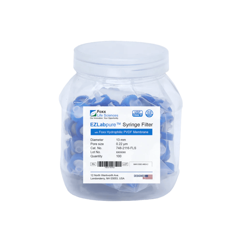 EZlabpure™ PVDF Syringe Filters 0.22 µm 13 mm 100/PK