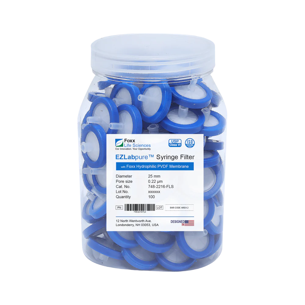 EZlabpure™ PVDF Syringe Filters 0.22 µm 25 mm 100/PK