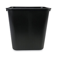 Waste Basket Plastic Rectangle 28 Quart, Black