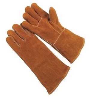 Russet side split, straight thumb, black fire retardant lining, Kevlar sewn