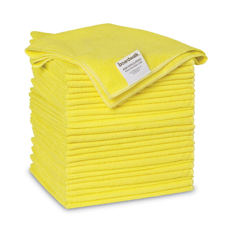 Microfiber Cleaning Cloths, 16" x 16", Yellow, 24/Pack
