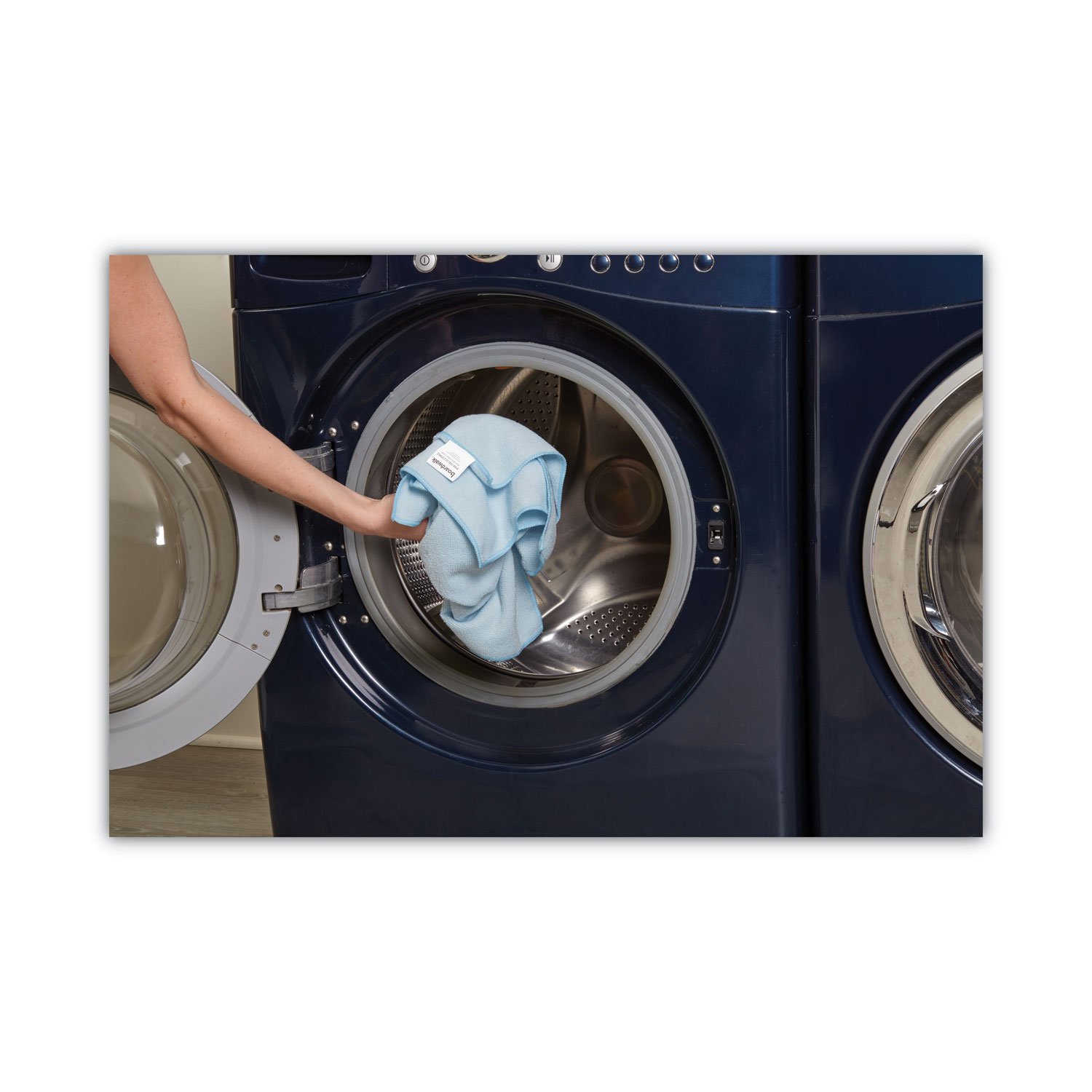 Microfiber Cleaning Cloths, 16" x 16", Blue, 24/Pack