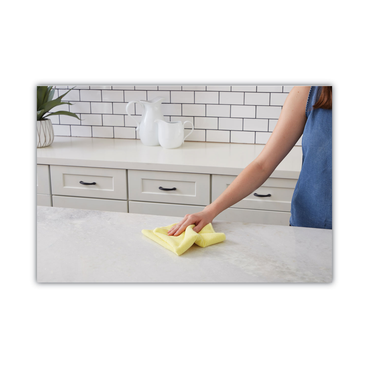 Microfiber Cleaning Cloths, 16" x 16", Yellow, 24/Pack