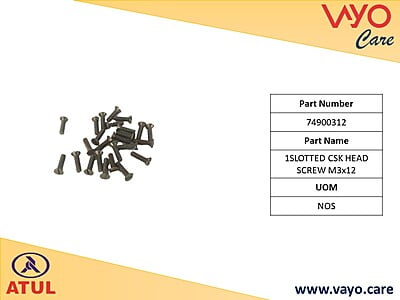 SLOTTED CSK HEAD SCREW M3X12 - 74900312 - GEMINI ULTRA