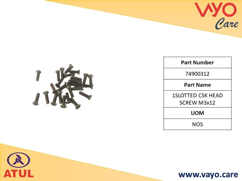 SLOTTED CSK HEAD SCREW M3X12 - 74900312 - GEMINI ULTRA