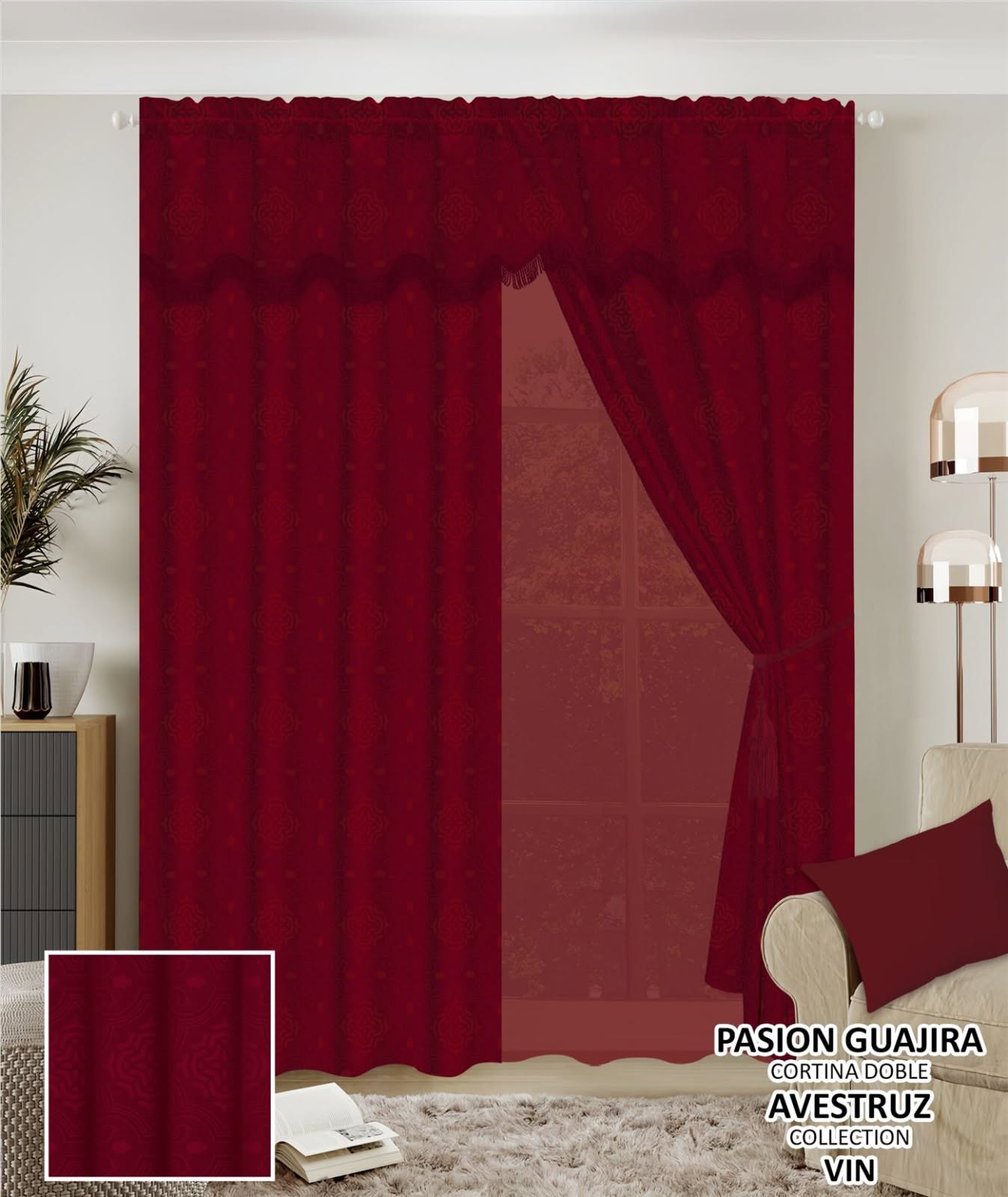 Cortina de sala con velo 2 piezas - F3CURAVE2015DBEI