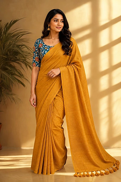Khadi linen With seperate blouse 4