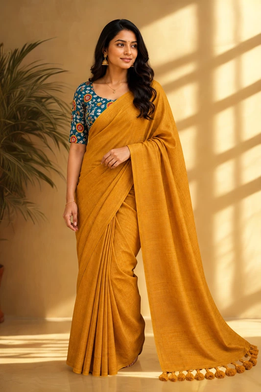 Khadi linen With seperate blouse 4