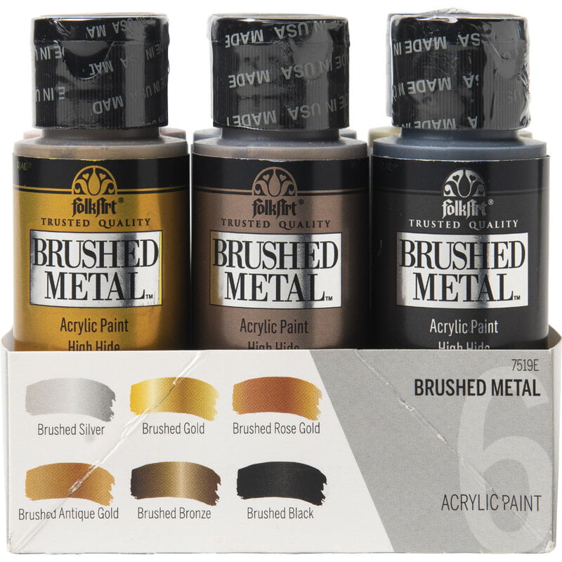 Folk Art Brushed Metal Acrylic 59ml Set 6