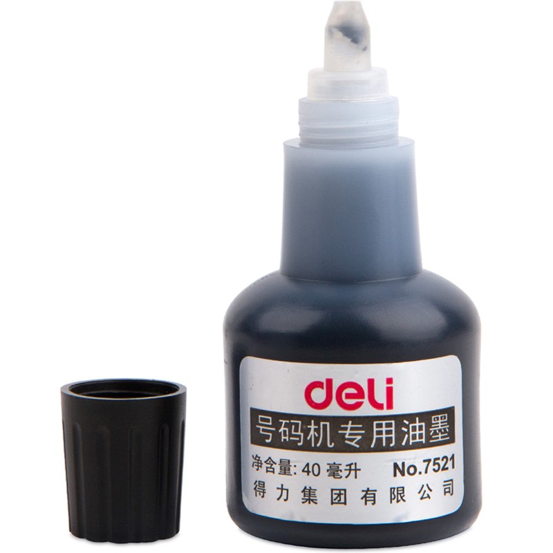 DELI 7521 NUMBERING MACHINE INK 40ML BLACK