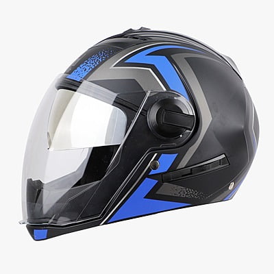 STEELBIRD SBA-2 ISS REED MAT BLACK BLUE D/V (SILVER) (L)