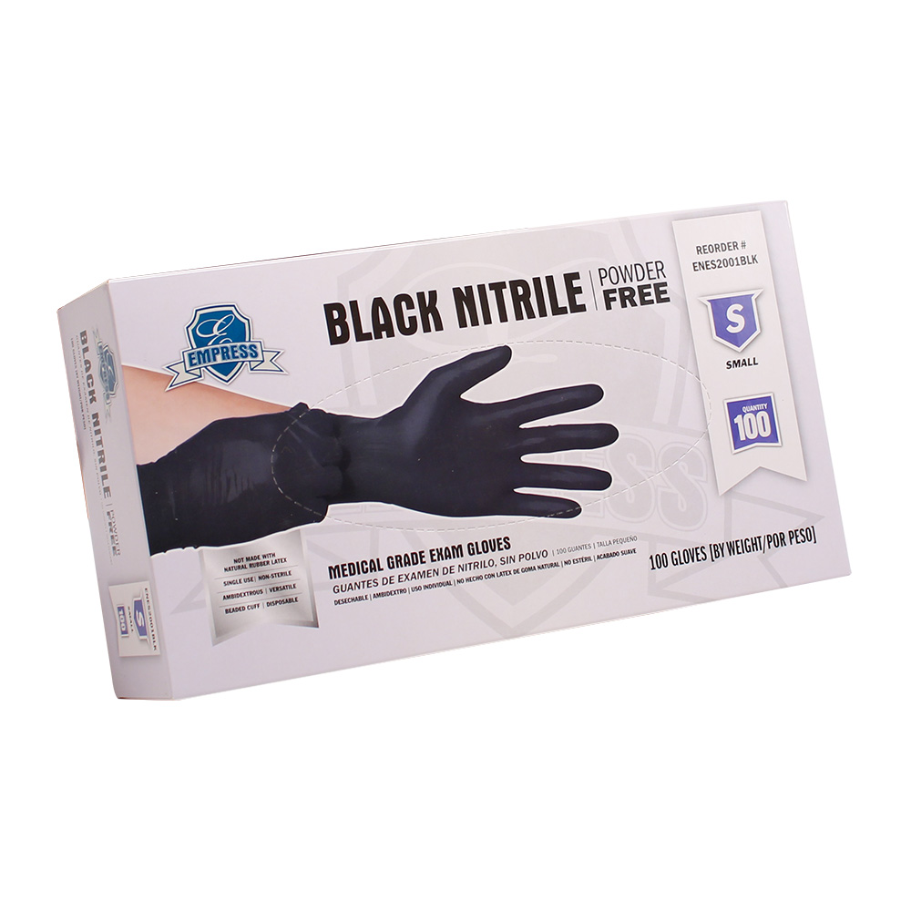 Empress Exam Grade Nitrile Glove Black Powder Free Small 10 / 100 cs