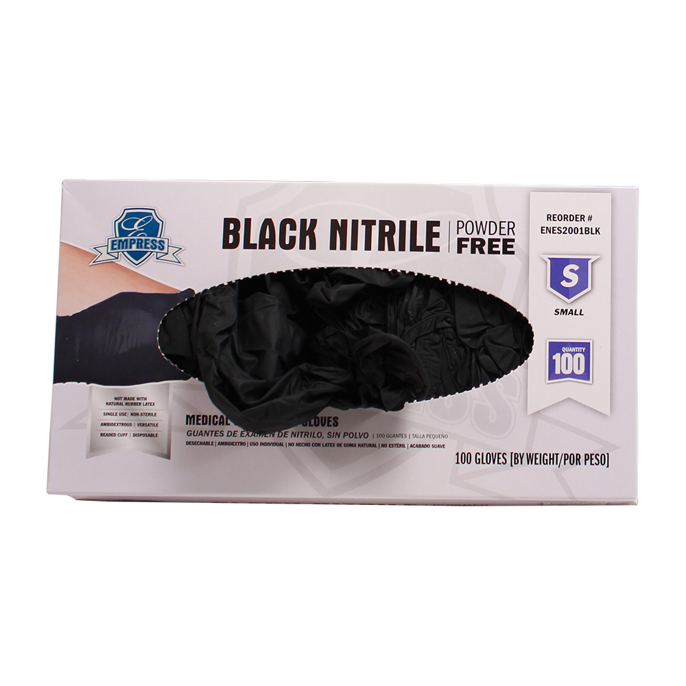 Empress Exam Grade Nitrile Glove Black Powder Free Small 10 / 100 cs