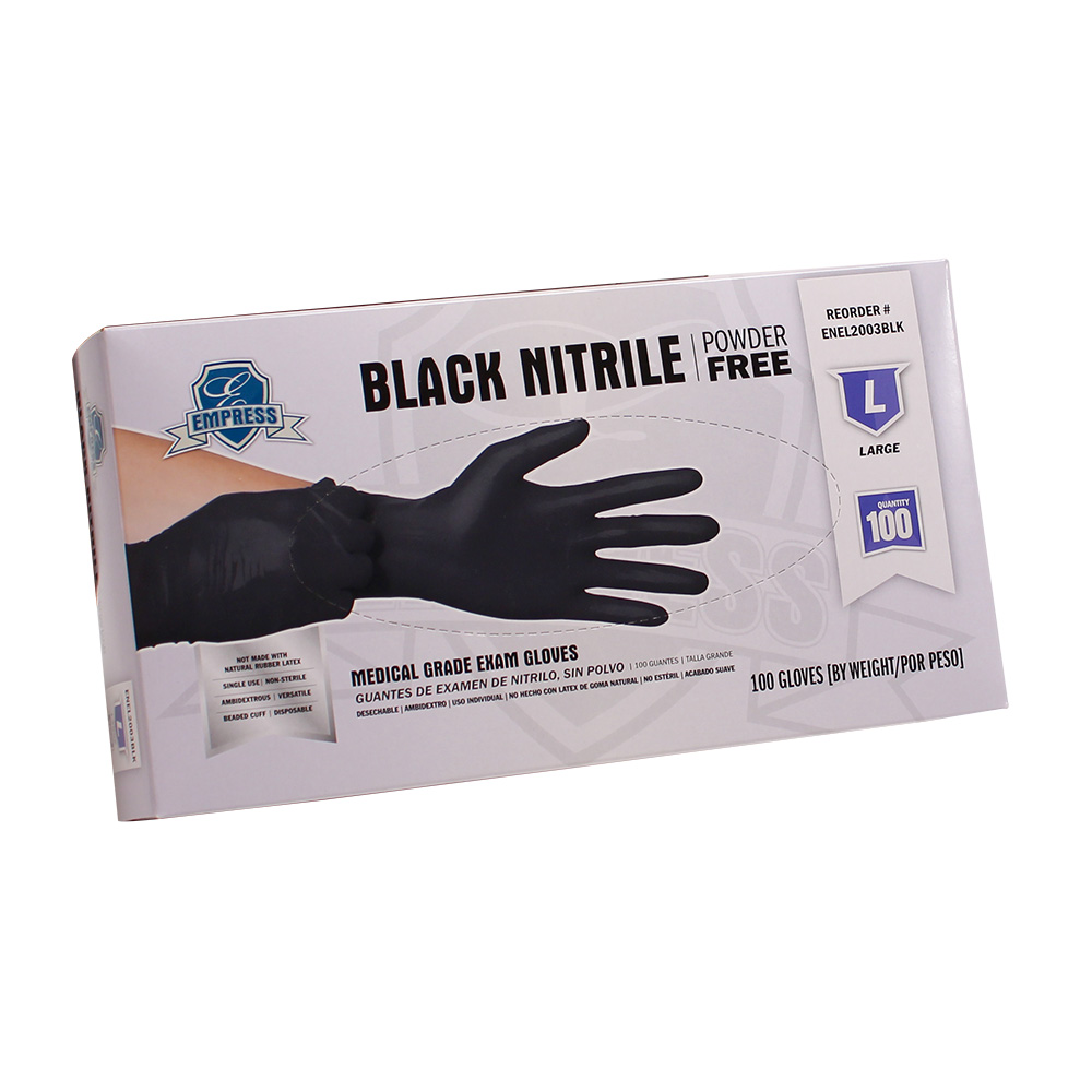 Empress Exam Grade Nitrile Glove Black Powder Free Large 10 / 100 cs