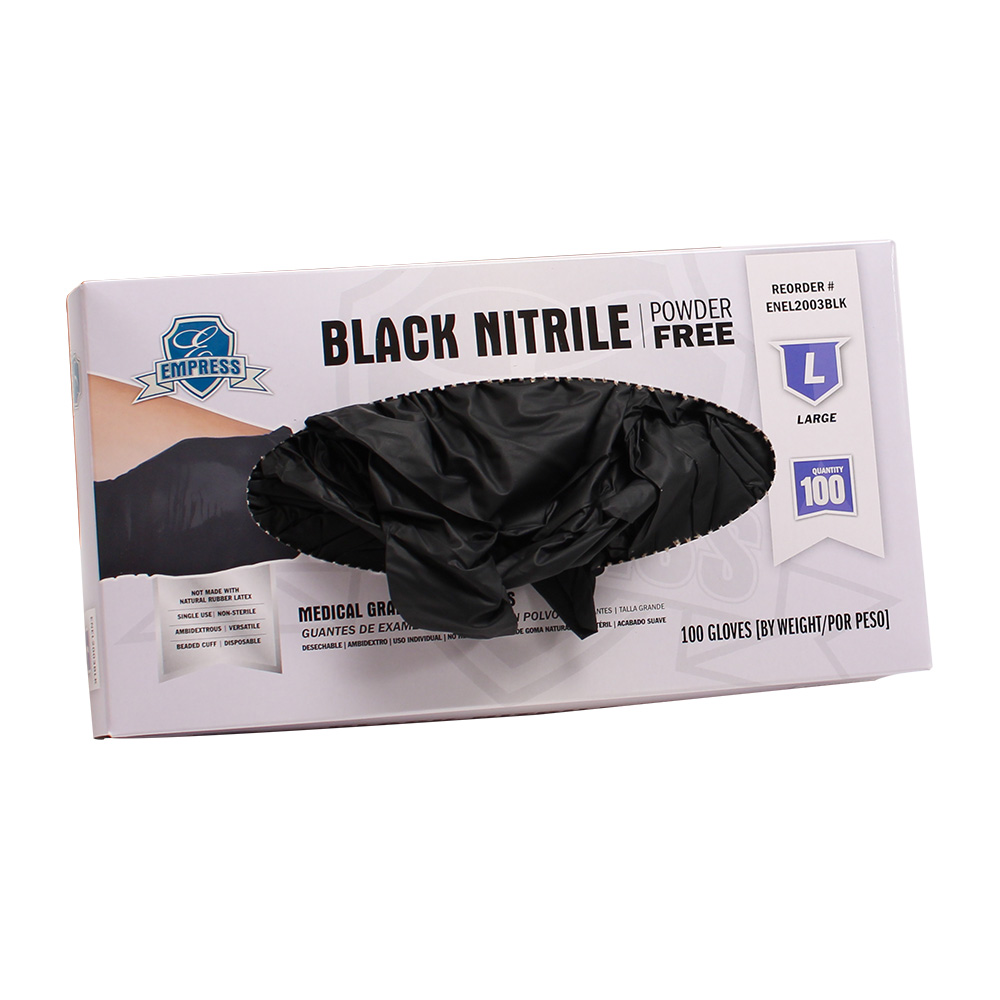 Empress Exam Grade Nitrile Glove Black Powder Free Large 10 / 100 cs