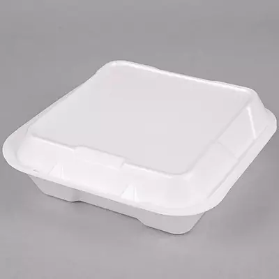 9" x 9" x 3" GENP Hinged Lid Foam Container - 200/Case