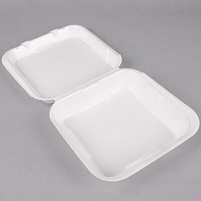 9" x 9" x 3" GENP Hinged Lid Foam Container - 200/Case