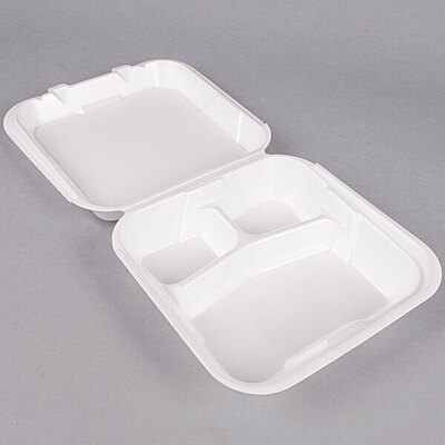 9" x 9" x 3" GENP Hinged Lid Foam Container - 200/Case
