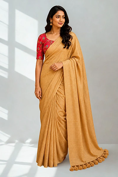 Khadi linen with seperate blouse 5