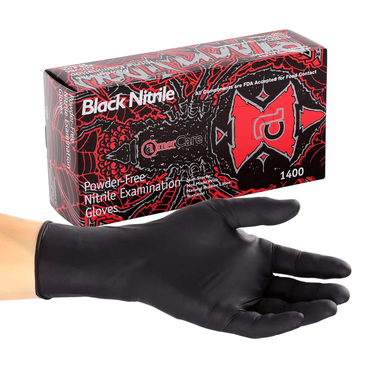 AmerCareRoyal Glove Black Widow Nitrle PF Exam X-Large 10 / 100 cs