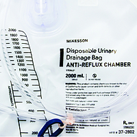 McKesson Urinary Drainage Bag – 2,000 mL, Anti-Reflux Valve, Sterile, Vinyl