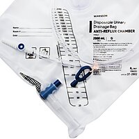 McKesson Urinary Drainage Bag – 2,000 mL, Anti-Reflux Valve, Sterile, Vinyl
