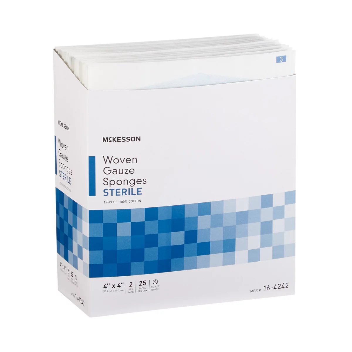 McKesson Sterile Gauze Sponge 4" x 4" 12-Ply - BX/25EA (MPN 16-4242)