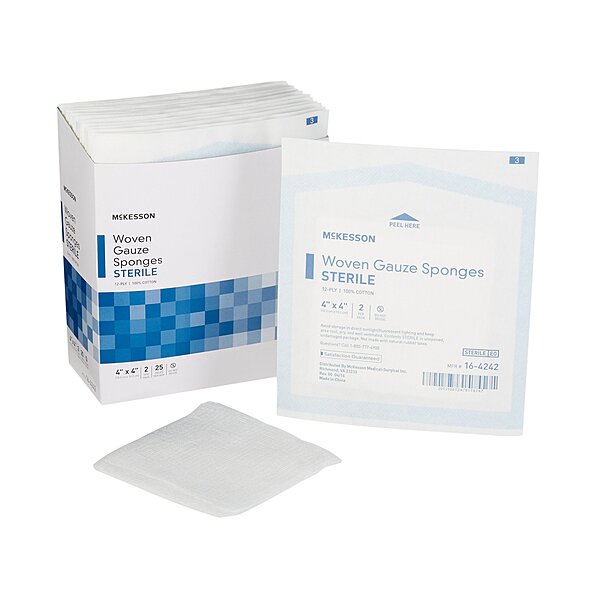 McKesson Sterile Gauze Sponge 4" x 4" 12-Ply - BX/25EA (MPN 16-4242)